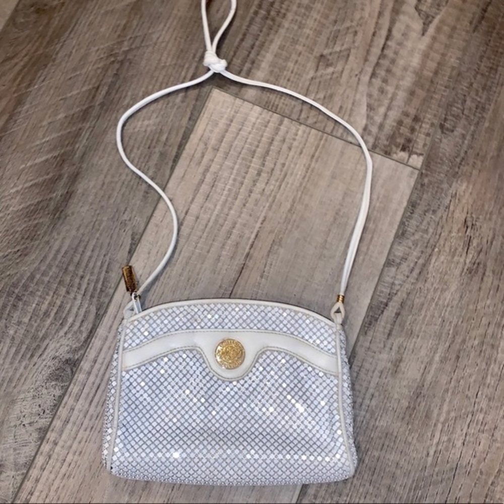 1960s Whiting and Davis white sequin beaded purse